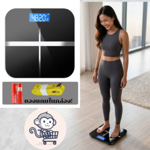 จอ LED ใช้ถ่าน เครื่องชั่งน้ำหนักดิจิตอล แสดงอุณหภูมิ พร้อมสายวัดตัว Digital Weighing Scale