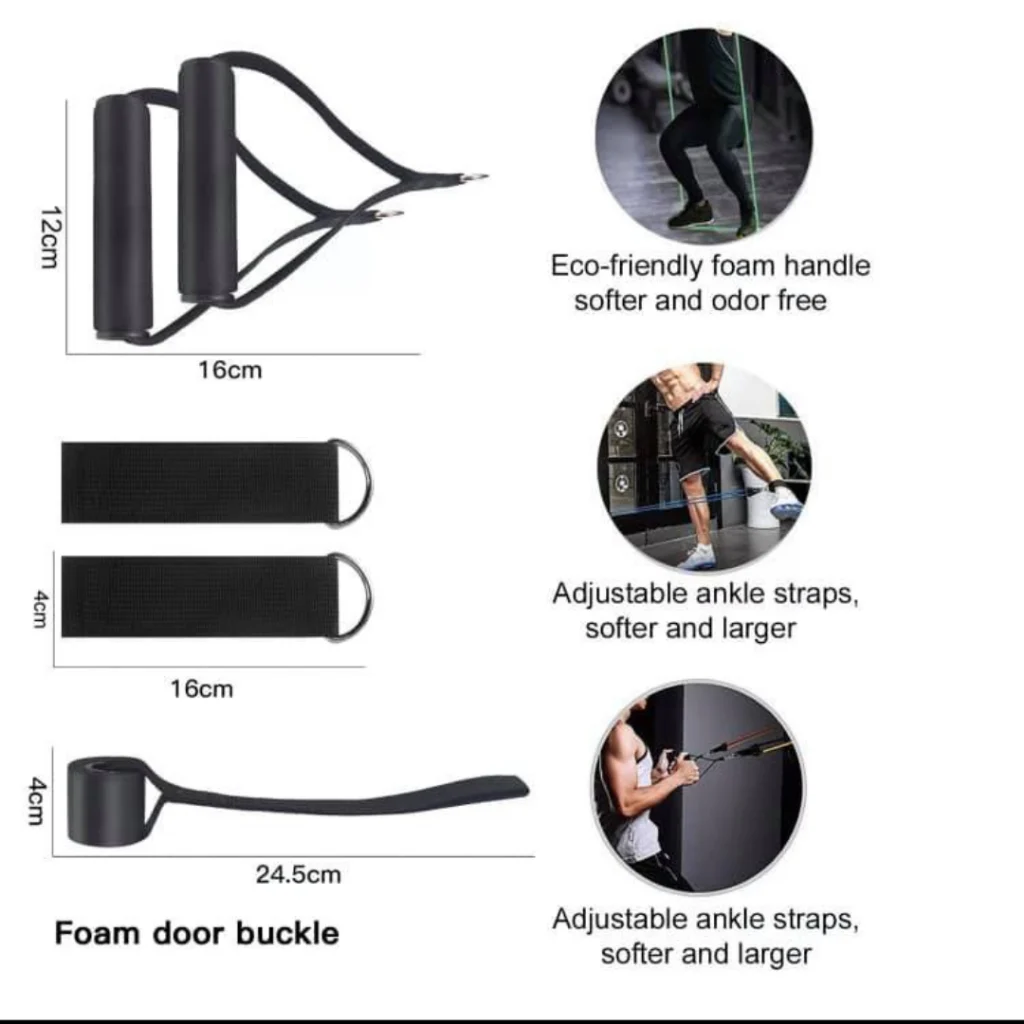 หัวตะขอเหล็กใหญ่ ยางยืดสายแรงต้าน  Resistance band 11 pcs ยางยืดออกกำลังกาย