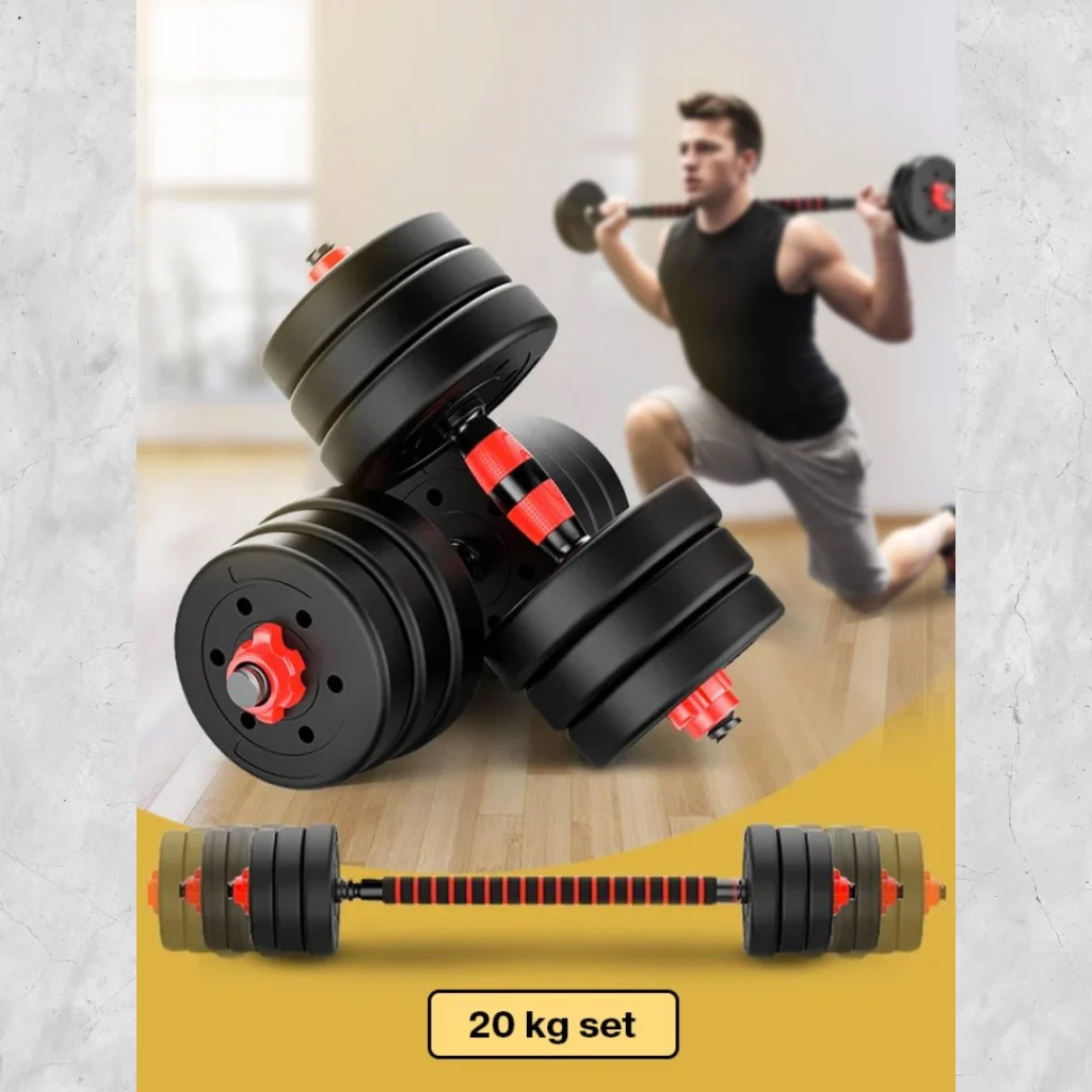 ดัมเบลปรับน้ำหนักได้ 20 กก. พร้อมแกนต่อบาร์เบล Adjustable Dumbbell & Barbell Set