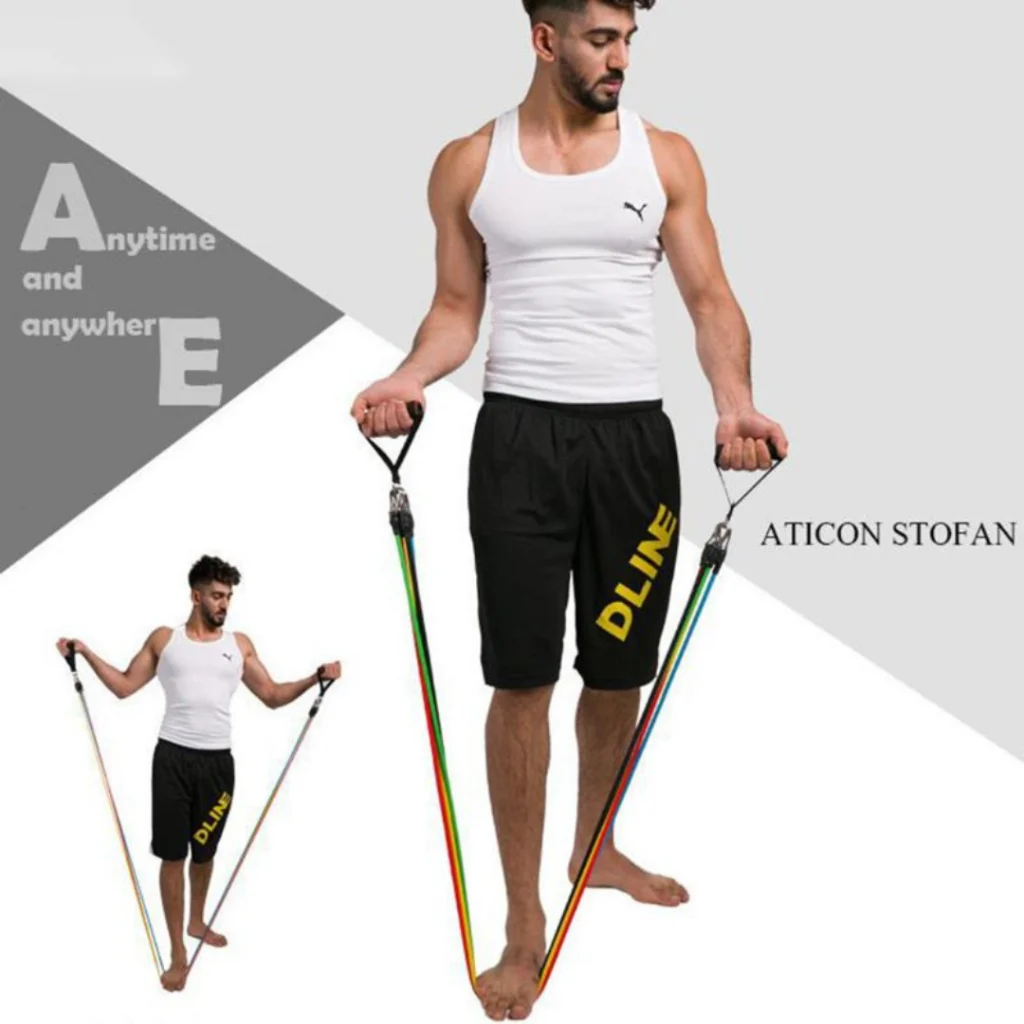 หัวตะขอเหล็กใหญ่ ยางยืดสายแรงต้าน  Resistance band 11 pcs ยางยืดออกกำลังกาย