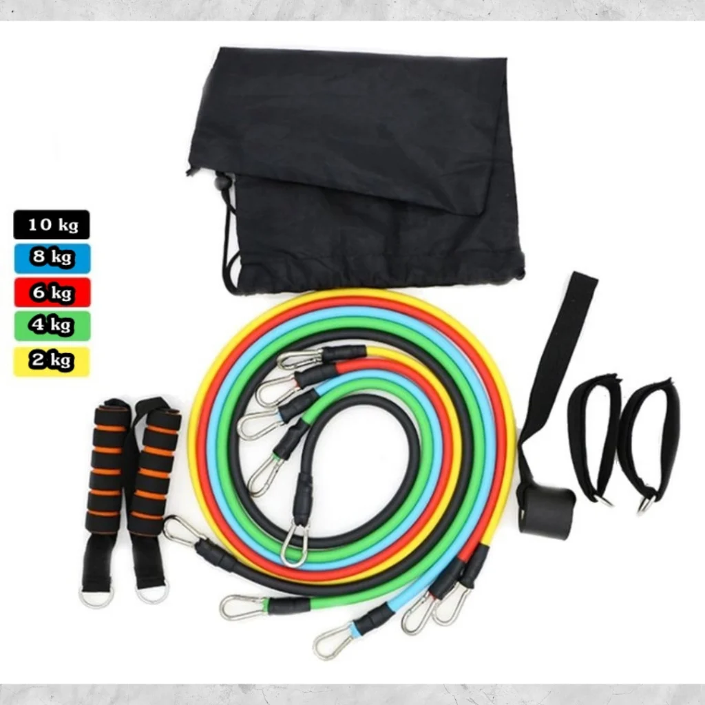 หัวตะขอเหล็กใหญ่ ยางยืดสายแรงต้าน  Resistance band 11 pcs ยางยืดออกกำลังกาย