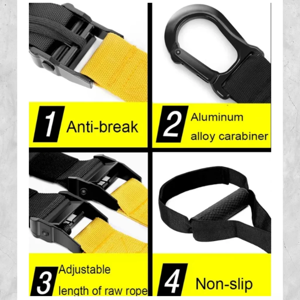 ปรับความยาวได้ TRX สายไนล่อนแท้ เชือกออกกำลังกาย - ติดตั้งง่าย พกพาสะดวก ของแถมครบ