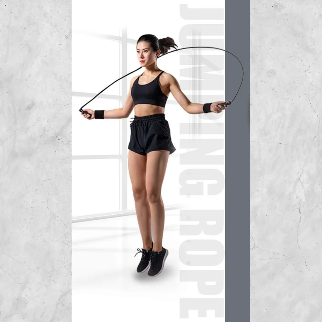 ปรับสายได้ ระบบลูกปืน ของแถมเยอะ เชือกกระโดดสายเคเบิล Speed rope กระชับหุ่น ลดไขมัน
