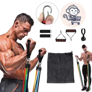 หัวตะขอเหล็กใหญ่ ยางยืดสายแรงต้าน  Resistance band 11 pcs ยางยืดออกกำลังกาย