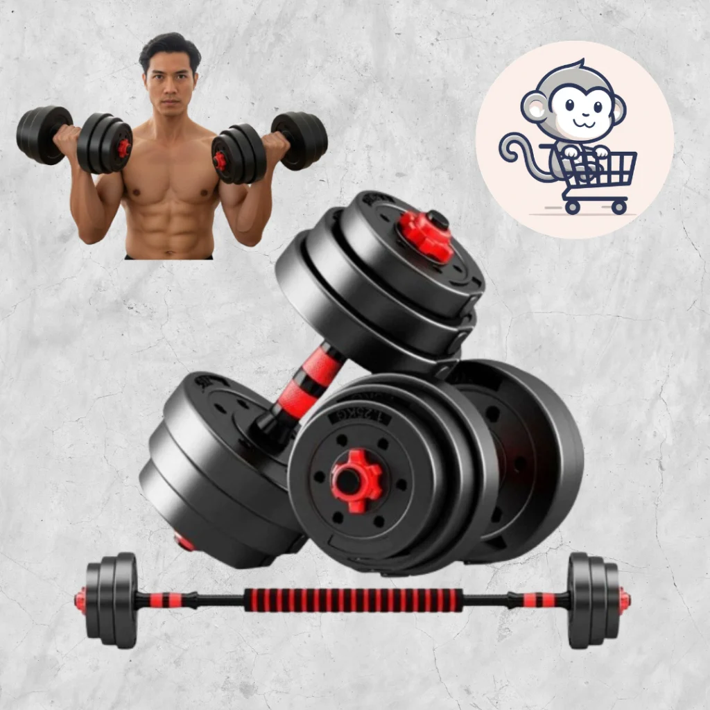 ดัมเบลปรับน้ำหนักได้ 20 กก. พร้อมแกนต่อบาร์เบล Adjustable Dumbbell & Barbell Set
