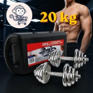 ชุดดัมเบลเหล็กปรับน้ำหนัก 20 กก. พร้อมแกนต่อบาร์เบล และกล่องจัดเก็บ Iron Chrome Dumbbell